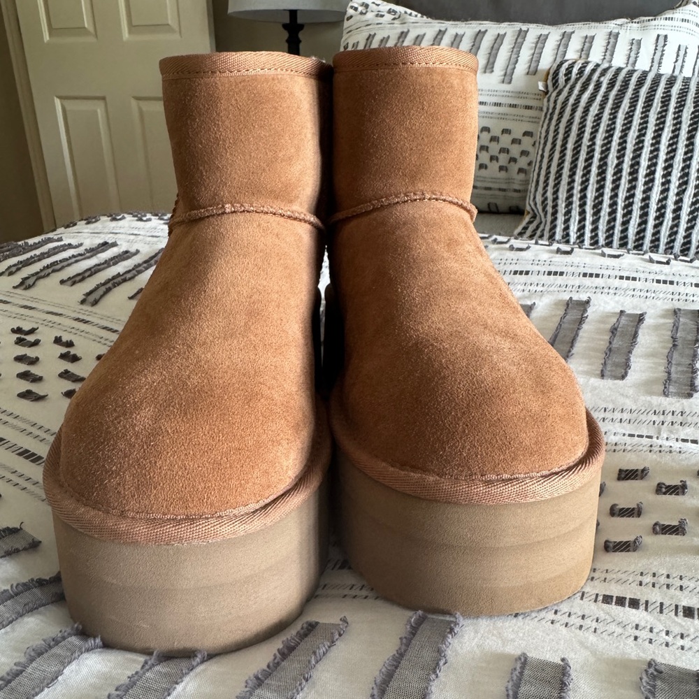 Women's Tan Suede Platform Boots